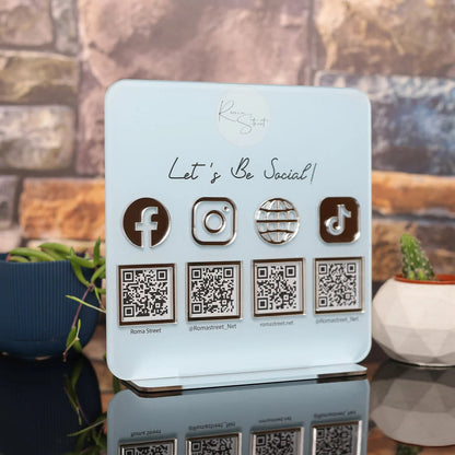 1. QR code sign
2. Social media sign
3. Business sign